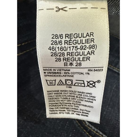 Gap Mid Rise Girlfriend Jeans Zip Fly 6 28 Rinsed Blue Denim Dark Indigo Wash - Picture 6 of 9